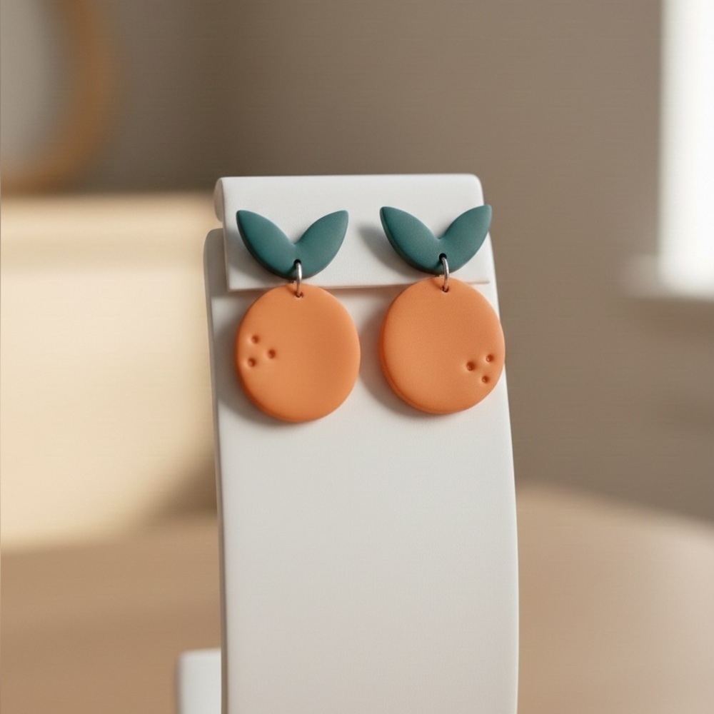 Zesty Orange - Handmade Earrings - Orange & Green